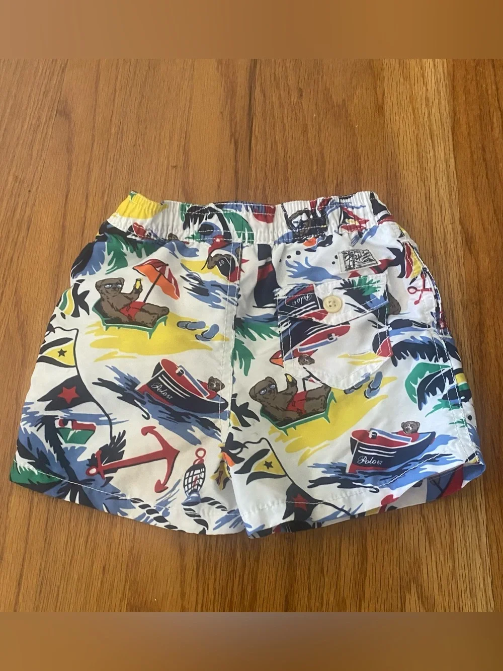 Ralph Lauren Swim Trunks with Teddy Nautical Multicolor Print